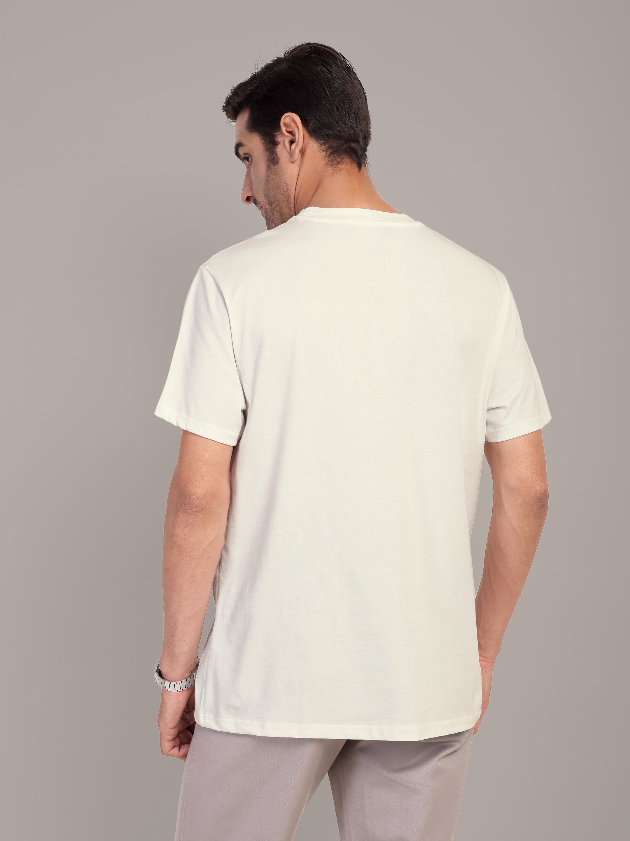 RARE STAG Off White Logo Jersey Crewneck T-Shirt – back view on model