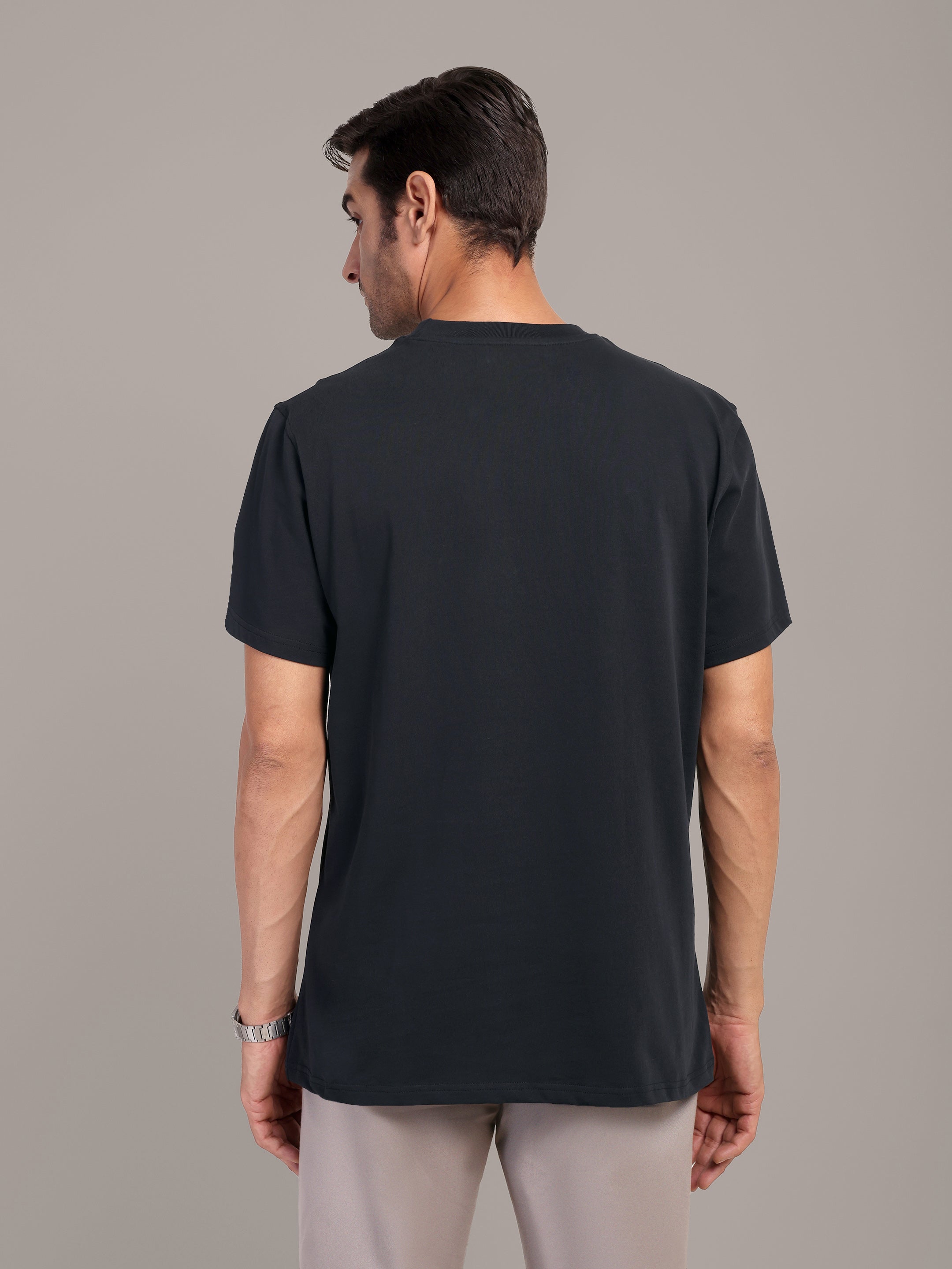 RARE STAG Stripe Jersey Crewneck T-Shirt – back view on model