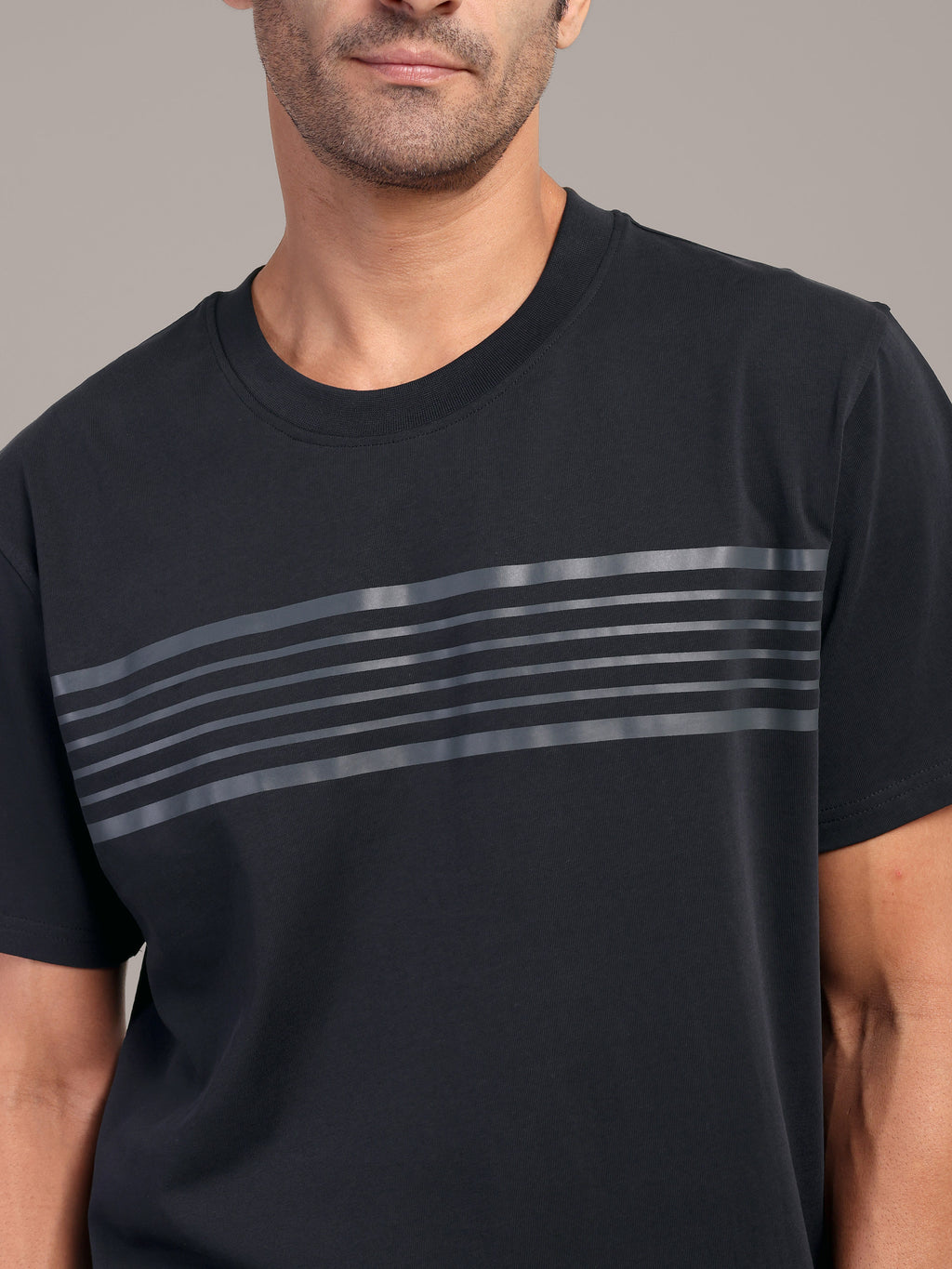 RARE STAG Stripe Jersey Crewneck T-Shirt – close-up of stripe detail