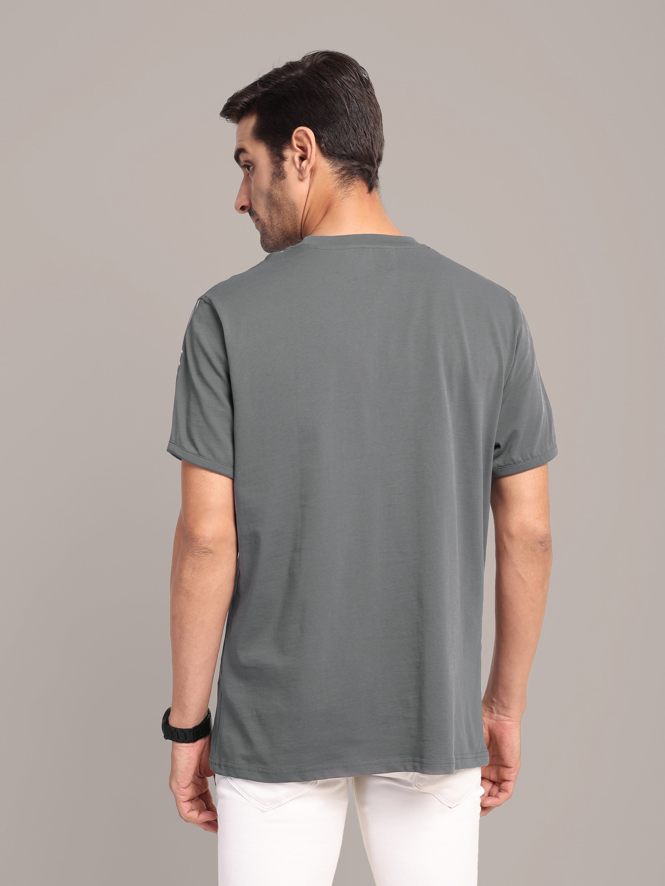 RARE STAG Pressure Line Jersey Crewneck T-Shirt – back view on model