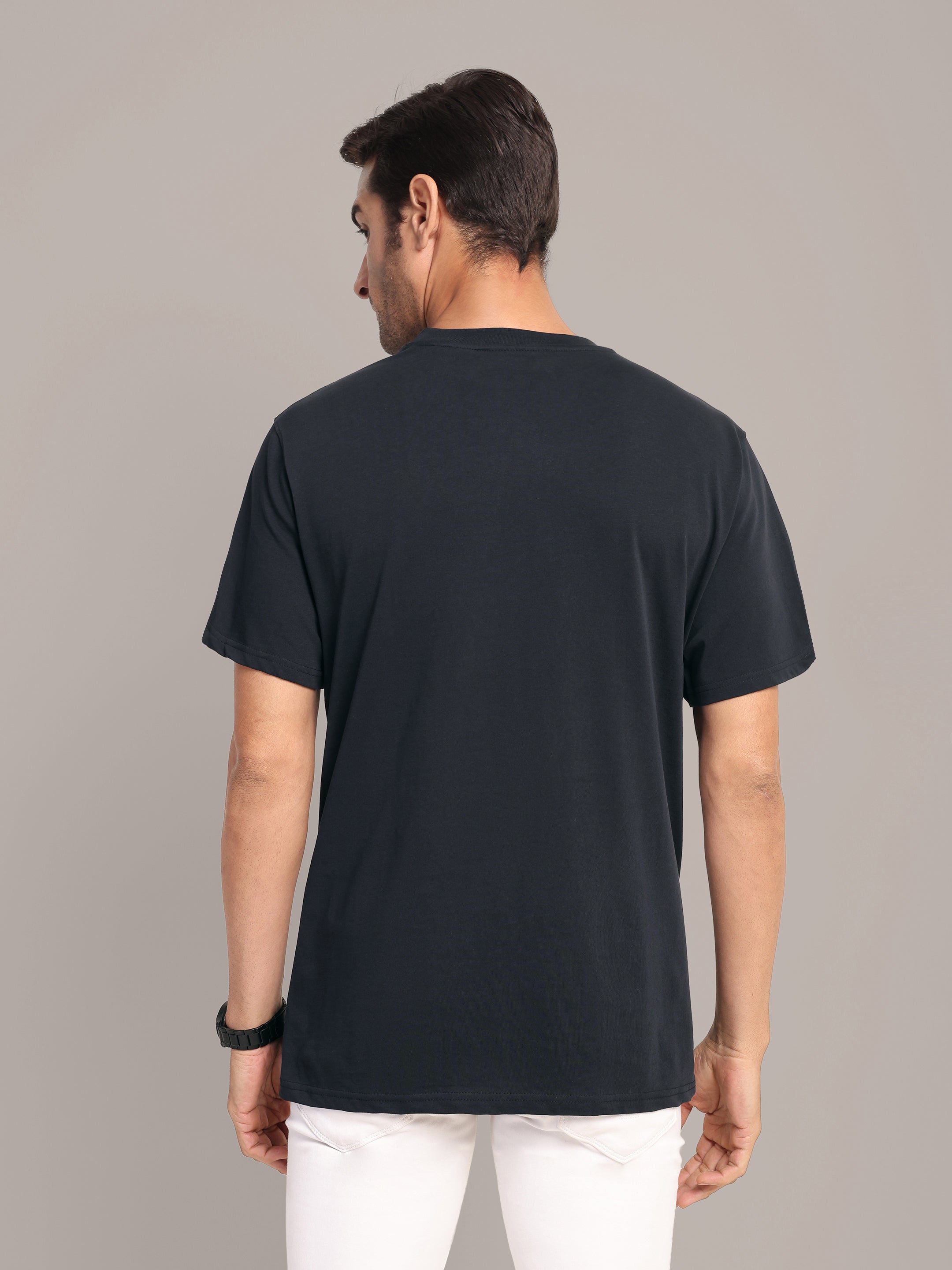 RARE STAG Wordmark Jersey Crewneck T-Shirt – back view on model